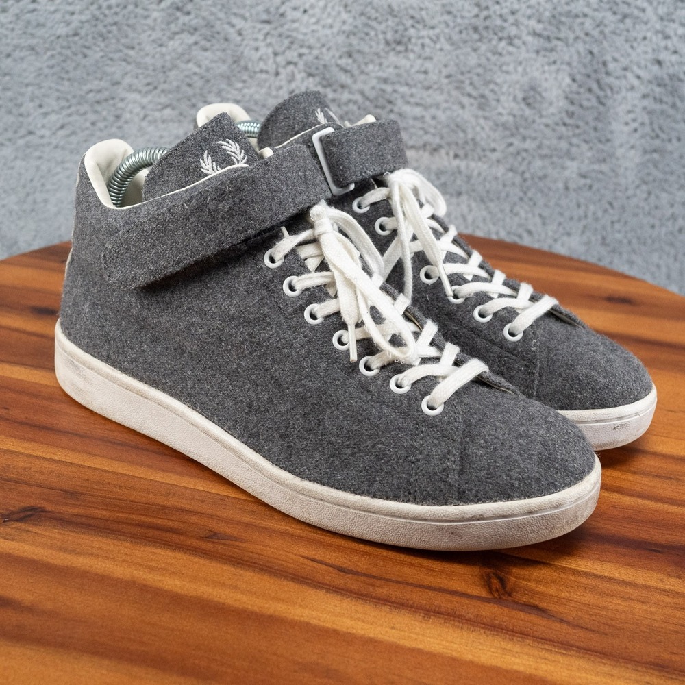Fred Perry Grey Wool High Top Sneakers Mens Size 8